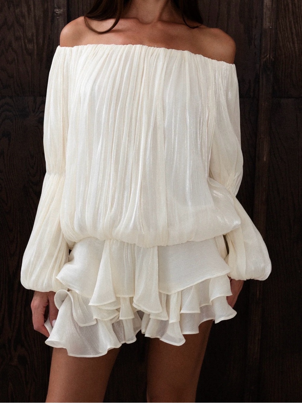 The Bekk Elora Off-Shoulder Ruffled Mini Dress